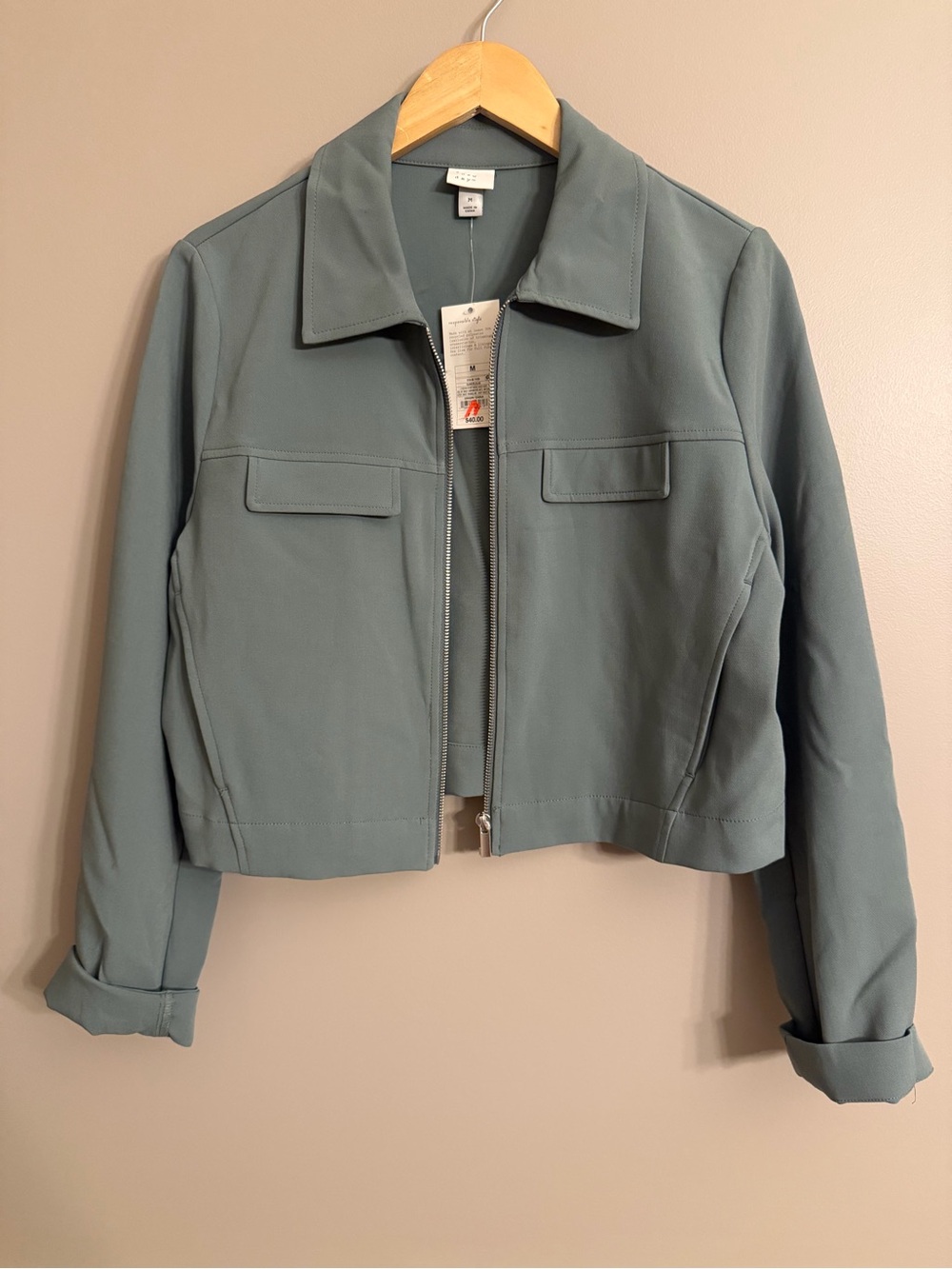 NWT A New Day Cropped Utility Bomber Jacket Muted Olive Green Womens Medium